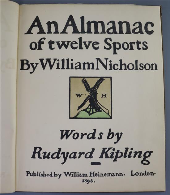 Nicholson, William - An Almanac of Twelve Sports, text by Rudyard Kipling, qto, cloth, William Heinemann,